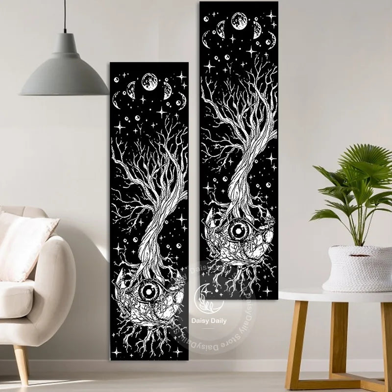 Decobites Moon Phase Galaxy Mystic Eyes Star Tapestry for Bedroom