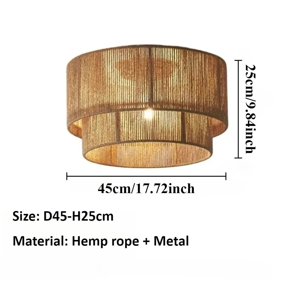 Japanese Wicker Rope Pendant Light in Brown, 45Cm