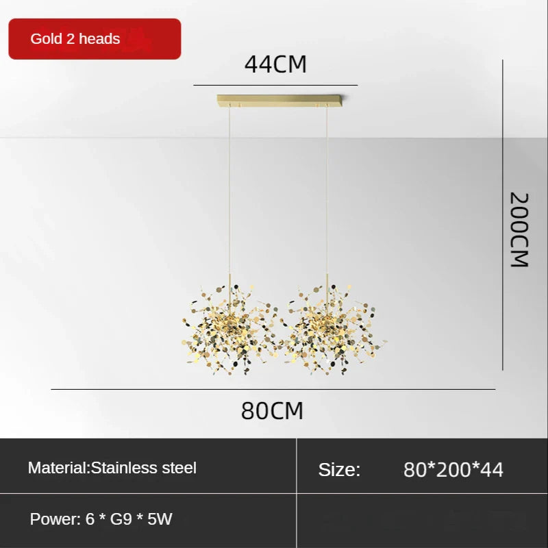 DecorBites™ Leaf Sequin Ceiling Chandelier for Modern Living Room, Restaurant, Bar, or Dining Table