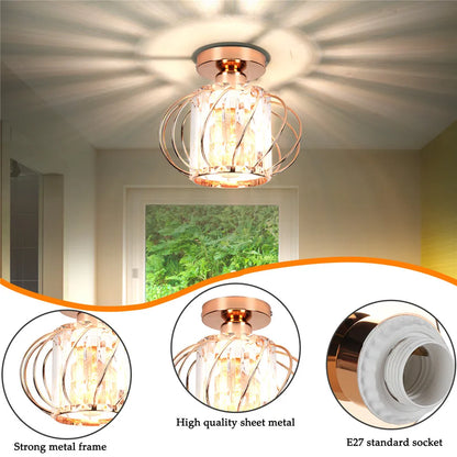 DecorBites™ Iron Round Crystal Ceiling Chandelier for Modern Indoor Lighting