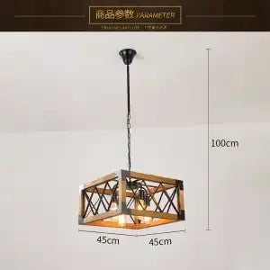 ديكوربايتس™ مصباح معلق بستة رؤوس على الطراز الصناعي - مصباح طاولة حديدي من الخشب الصلب بتصميم كلاسيكي