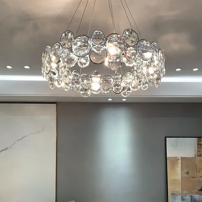 DecorBites™ Crystal Ring Chandelier Chrome Ceiling Pendant Light