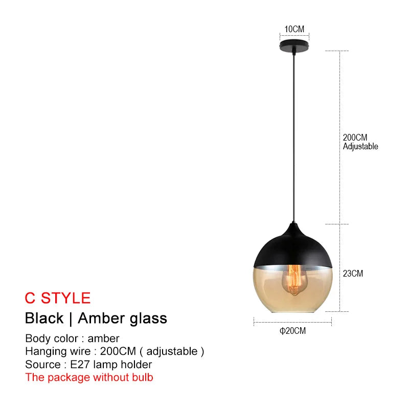 ثريا ديكوربايتس™ الزجاجية السوداء: ثريا نورديك عصرية لغرفة الطعام والمطبخ وغرفة النوم والمطعم