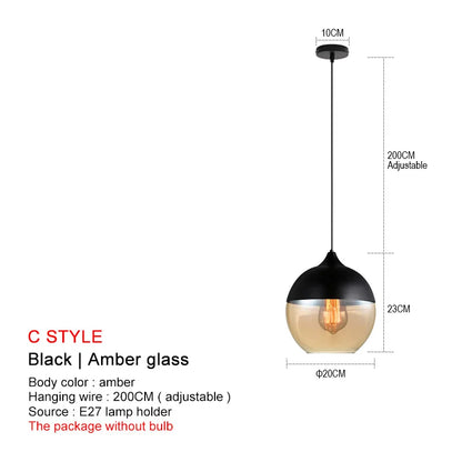 ثريا ديكوربايتس™ الزجاجية السوداء: ثريا نورديك عصرية لغرفة الطعام والمطبخ وغرفة النوم والمطعم