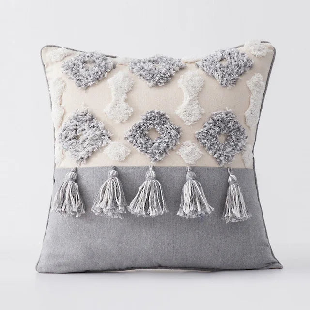 DecorBites™ Boho Morocco Tufted Tassel Cushion Cover for Modern Home Decor