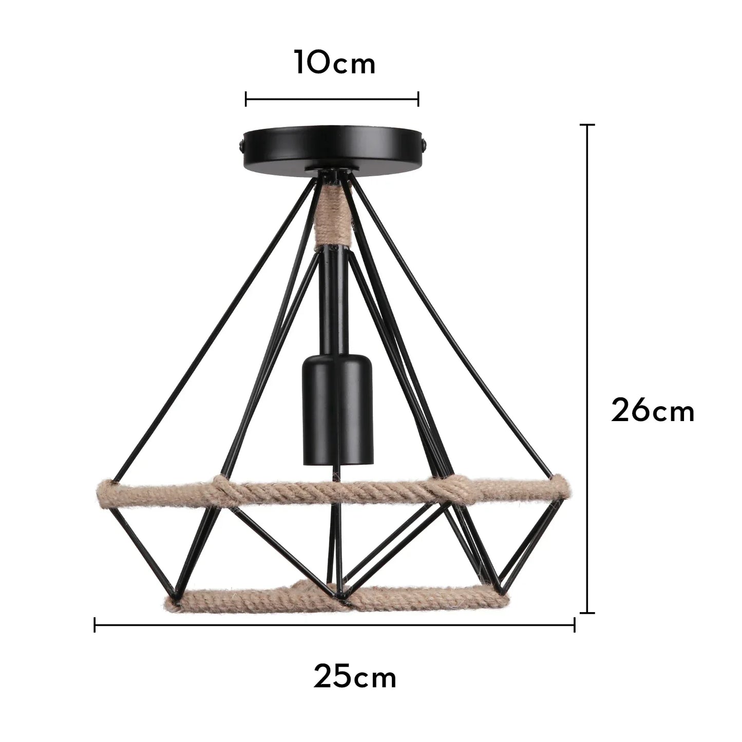 Decorbites™ Lámparas de techo de cuerda de cáñamo hechas a mano, lámpara de araña estilo vintage retro industrial