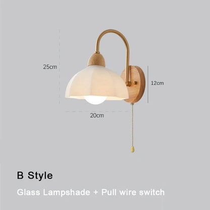 Lámpara de pared DecorBites™ con LED color crema y forma de flor de madera, moderna luz de lectura para mesita de noche.