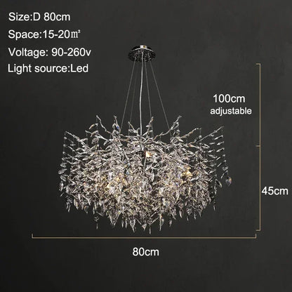 DecorBites™ Branch Crystal Chandelier: Luxury LED Ceiling Light for Living Room & Dining Room
