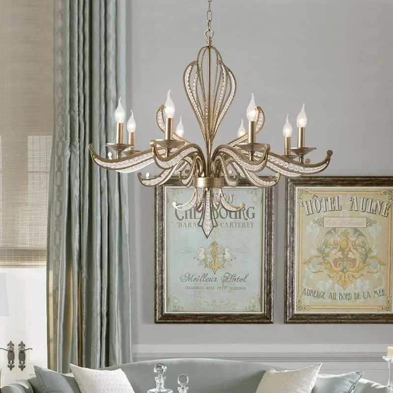 DecorBites™ French Candle Design Crystal Chandelier LED Pendant Lighting for Home Décor