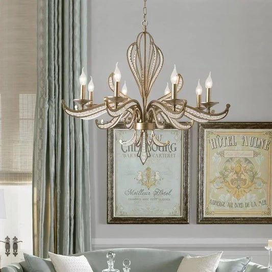 DecorBites™ French Candle Design Crystal Chandelier LED Pendant Lighting for Home Décor