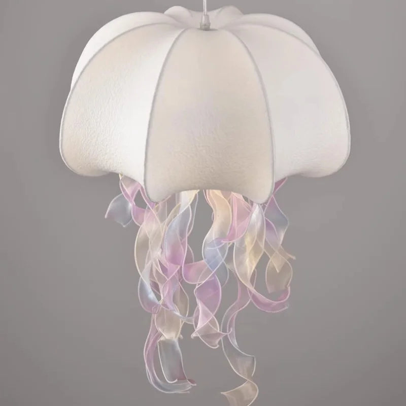 DecorBites™ Jellyfish Silk Chandelier: Romantic Pendant Light for Living Room Bedroom Dining Room
