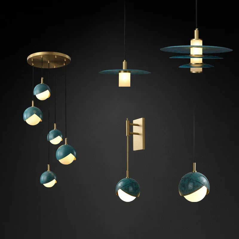 ثريا نحاسية زرقاء من DecorBites™ لجزيرة المطبخ والمطعم