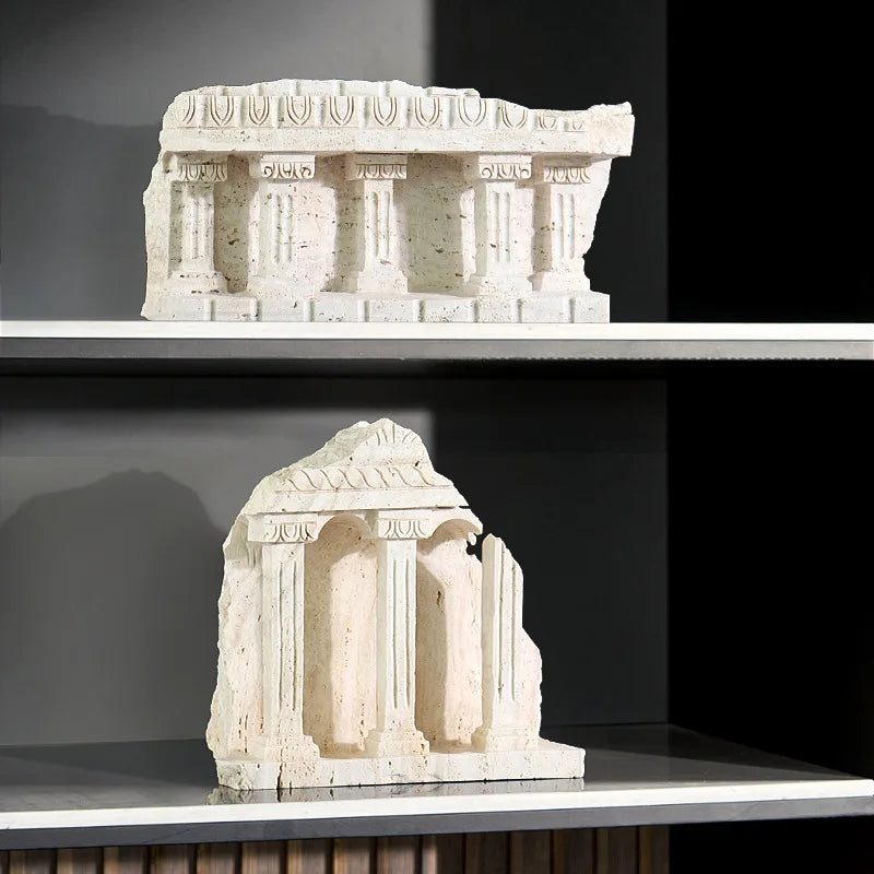 DecorBites™ Handmade Marble Medieval Sculptures and Ancient Greek Roman Temple Statue