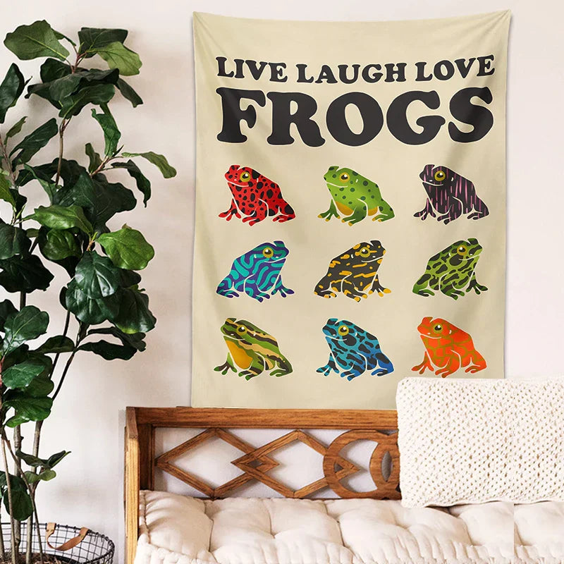 Decobites Frogs Tapestry Wall Hanging Psychedelic Hippie Aesthetic Tapestries Home Decor