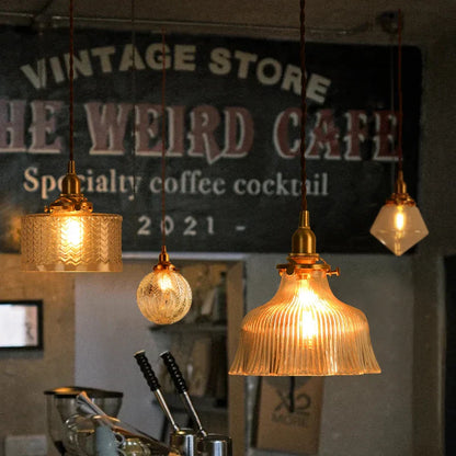 DecorBites™ Clear Glass Copper LED Pendant Lamp for Home Decor & Lighting