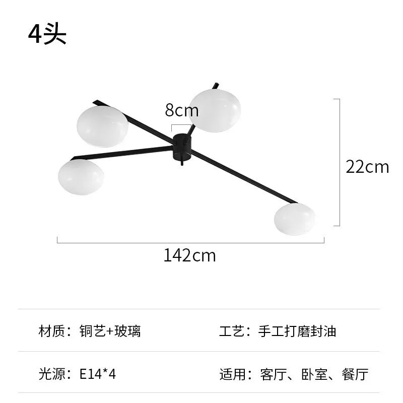 ديكوربايتس™ - وحدة إضاءة LED حديثة للسقف من النحاس اللامع باللونين الأسود والذهبي لغرفة المعيشة/المطبخ/الشرفة