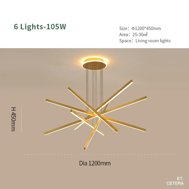 Lámpara de techo luminosa DecorBites™: Lámpara LED moderna de aluminio para sala de estar y comedor.