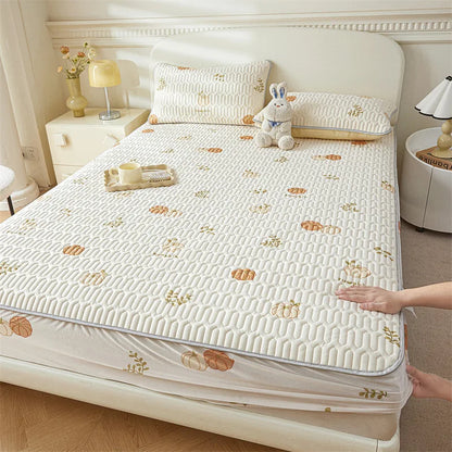 DecorBites™ Cute Cartoon Pattern Cooling Fitted Sheet with Natural Latex Fabric
