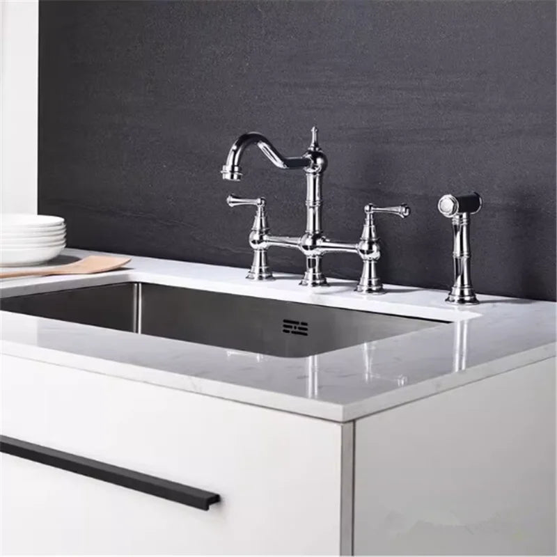 Grifo de cocina Decorbites™ de oro con ducha de mano y grifo de llenado de ollas
