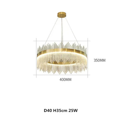 DecorBites™ Gold LED Circle Crystal Chandelier: Elegant Home Pendant Lighting for Living Room, Bedroom, Kitchen