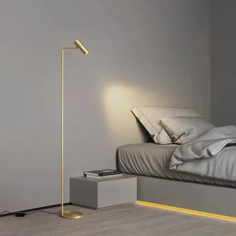 DecorBites™ Brass Floor Light: Modern Rotatable Standing Lamp for Living Room, Bedroom, Hotel
