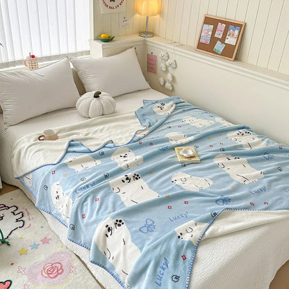 Manta de terciopelo color leche DecorBites™: Diseño bonito, cálida, multifuncional, ideal para el sofá y para viajes.