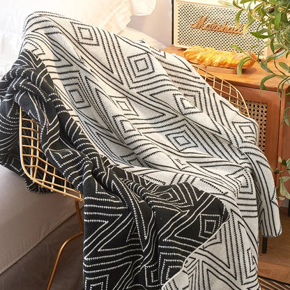 DecorBites™ Grey Knitted Woolen Blanket: Nordic Style, Comfortable & Versatile Summer Sofa Throw