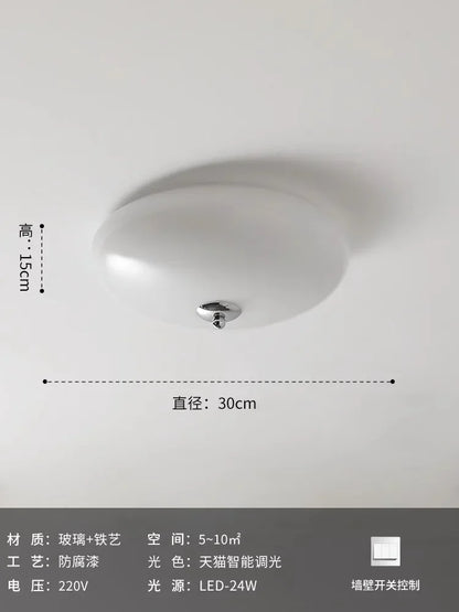 Lámparas de techo redondas de cristal color crema DecorBites™ | Iluminación LED moderna para interiores | Ideal para dormitorio, estudio o balcón