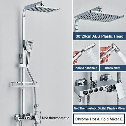 DecorBites™ Black 4-Way Digital Shower System with Rainfall Head and Bidet