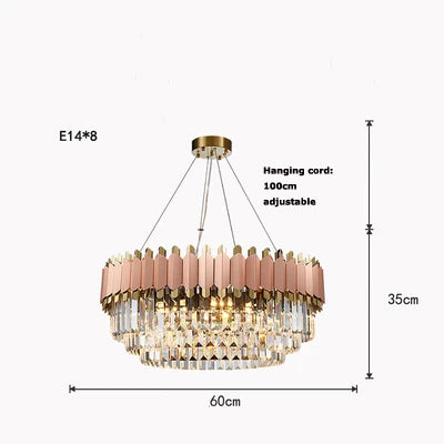 DecorBites™ Art Deco Golden Crystal Chandelier LED Hanging Lamp