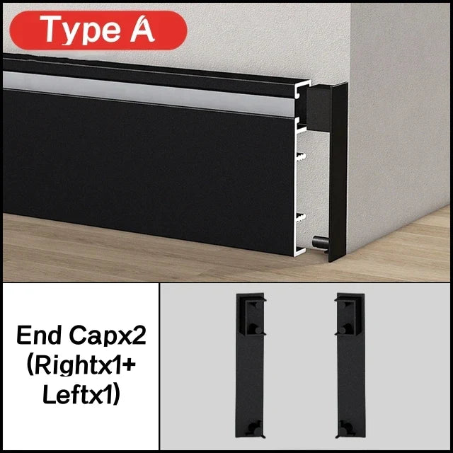 DecorBites™ LED Skirting Aluminum Profiles: Brushed Gold/Black, Conner Baseboard, Diffuser, Stair, Floor, Wall Decor