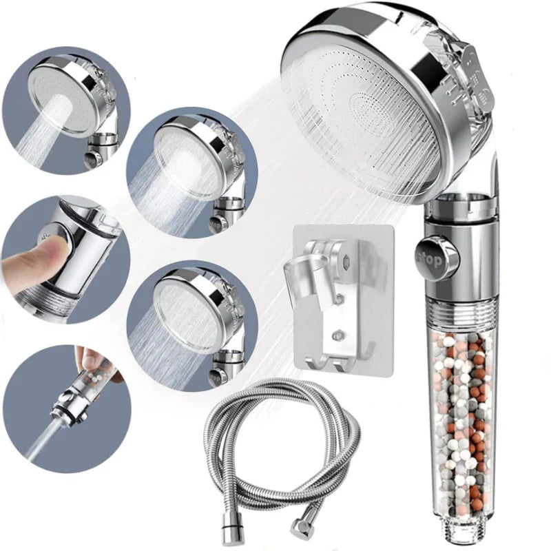 DecorBites™ High Pressure Shower Head Set with Metal Panel and Negative Ion Filter