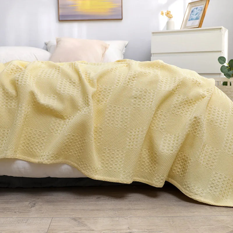 DecorBites™ Honeycomb Waffle Cotton Blankets - Ideal for Beds, Sofas, Travel, and Picnics