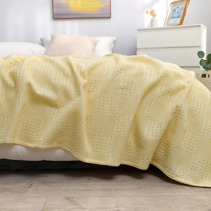 DecorBites™ Honeycomb Waffle Cotton Blankets - Ideal for Beds, Sofas, Travel, and Picnics