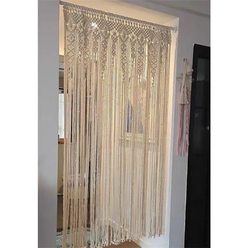 Decobites Macrame Cotton Door Curtain Wall Hanging Tapestry Boho Wedding Backdrop