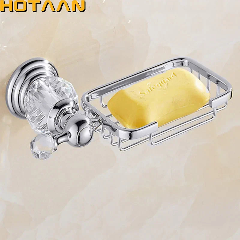 DecorBites™ Gold Crystal Brass Ceramics Bathroom Soap Holder Home Decor Enhance Bathroom Storage