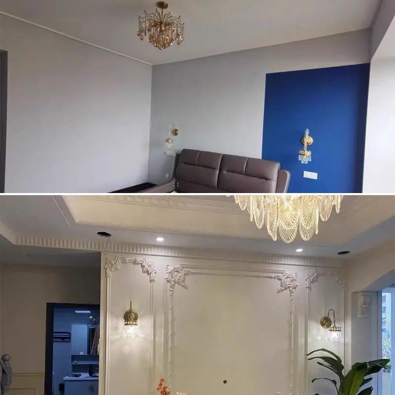 Lámpara de araña DecorBites™ de cristal de cobre: ​​Iluminación LED nórdica moderna para la decoración del hogar