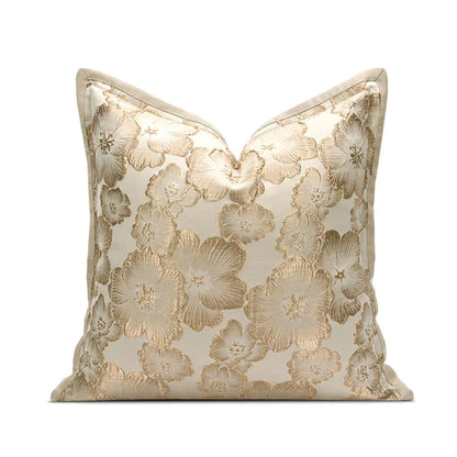 DecorBites™ Embossed Floral Cushion Cover European Style Champagne Throw Pillow Case
