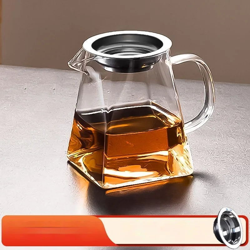 DecorBites™ Glass Fair Cup, Kung Fu Tea Set, Heat Resistant Borosilicate Teapot Dispenser