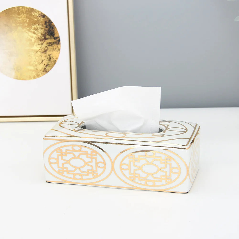 Decorbites™ Goldkorn-Keramik-Zylinder-Speichergefäß Vintage-Vase Taschentuchbox Ornamente