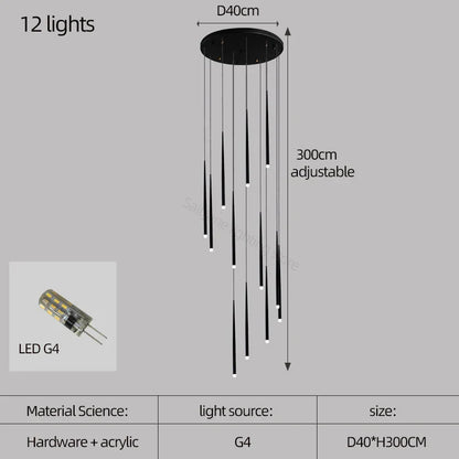 Lámpara de araña cónica DecorBites™ para escaleras, estilo moderno y sencillo, ideal para villas, restaurantes, cocinas, dormitorios y bares.
