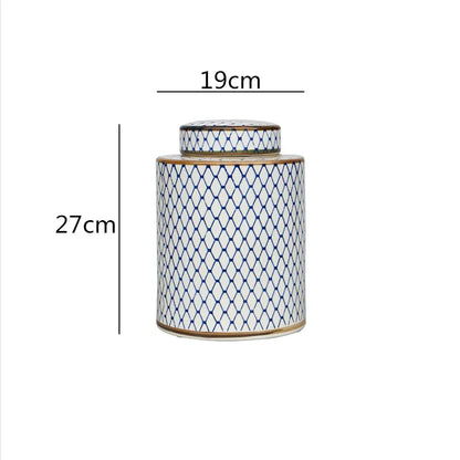 DecorBites™ Chinese Retro Ceramics Golden Vase with Cover for Home Décor and Organization