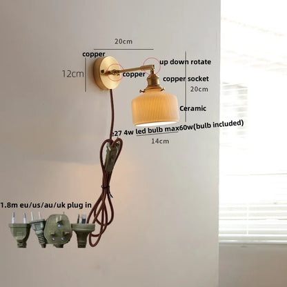 Decorbites™ Grünes Loft LED Wandlicht: Vintage Nachttischlampe, Oben Unten Drehbares Glas, Zugkettenschalter