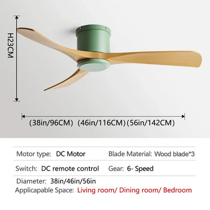 Ventilador de techo DecorBites™ con motor DC negro y control remoto de 35 W para hogar y restaurante