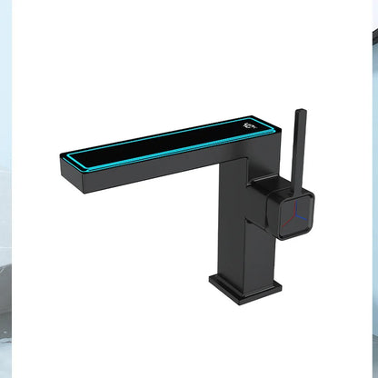 DecorBites™ Digital Display Square Sink Mixer with Single Handle in Gray.