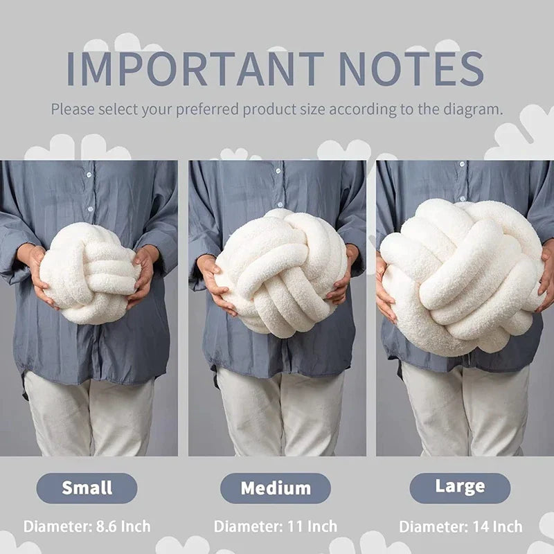 DecorBites™ Boucle Knotted Circle Soft Pillows - Home Decorative Round Ball Throw Plush Pillows