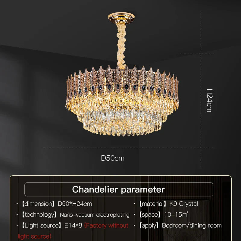 DecorBites™ Crystal Chandelier: Elegant Post-Modern Living Room & Bedroom Lighting