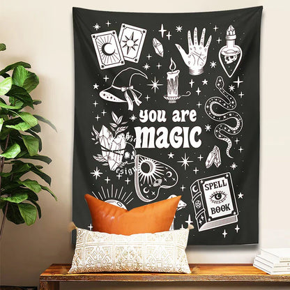 Decobites Magic Witchy Decor Tapestry: Tarot Snake Mushroom Aesthetic for Home & Living Room