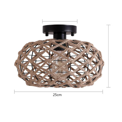 DecorBites™ Hemp Rope Cage Ceiling Light Fixture for Farmhouse Decor