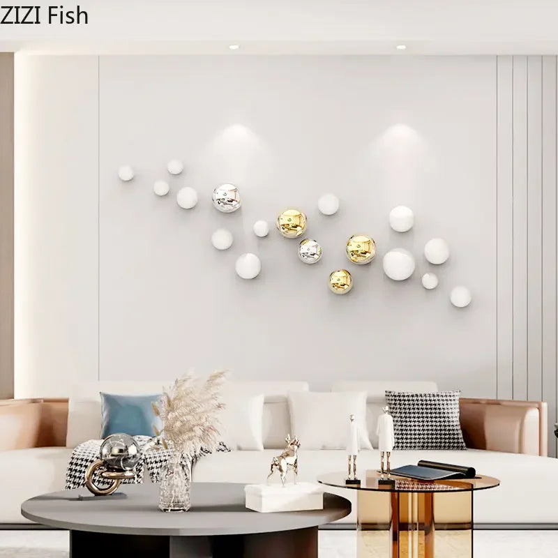 Decorbites™ Decoración de Pared con Bolas Doradas Ornamentos Estética de Habitación Fondo de Exhibición para el Hogar